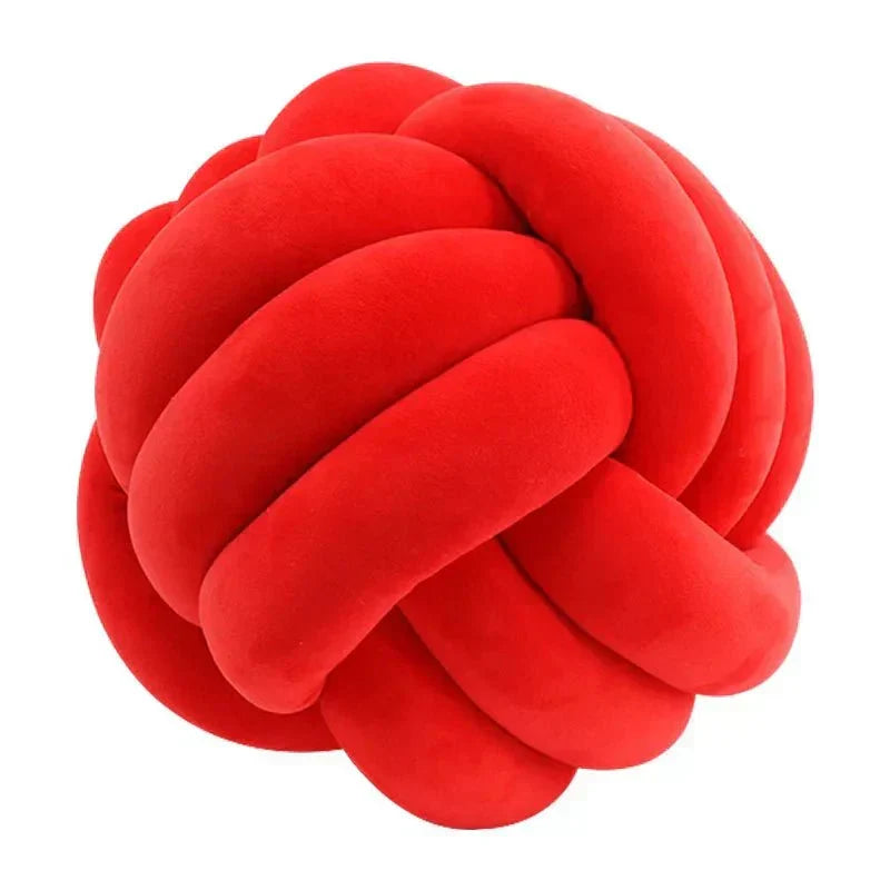 Kalsten | Decorative, soft cushion with knotted ball in suede look
