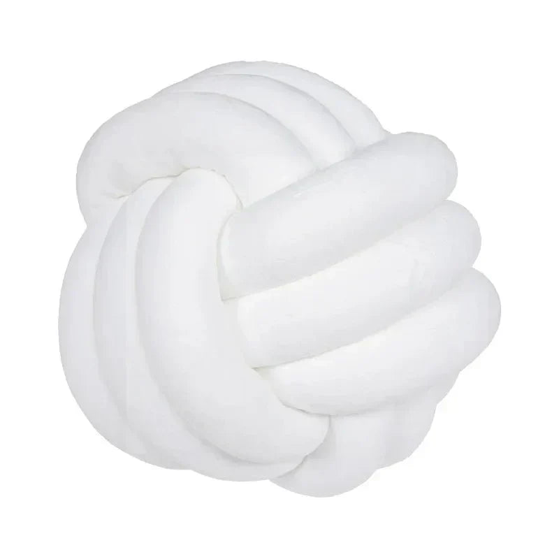 Kalsten | Decorative, soft cushion with knotted ball in suede look