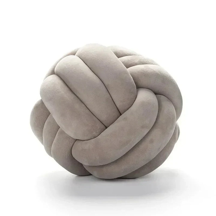 Kalsten | Decorative, soft cushion with knotted ball in suede look