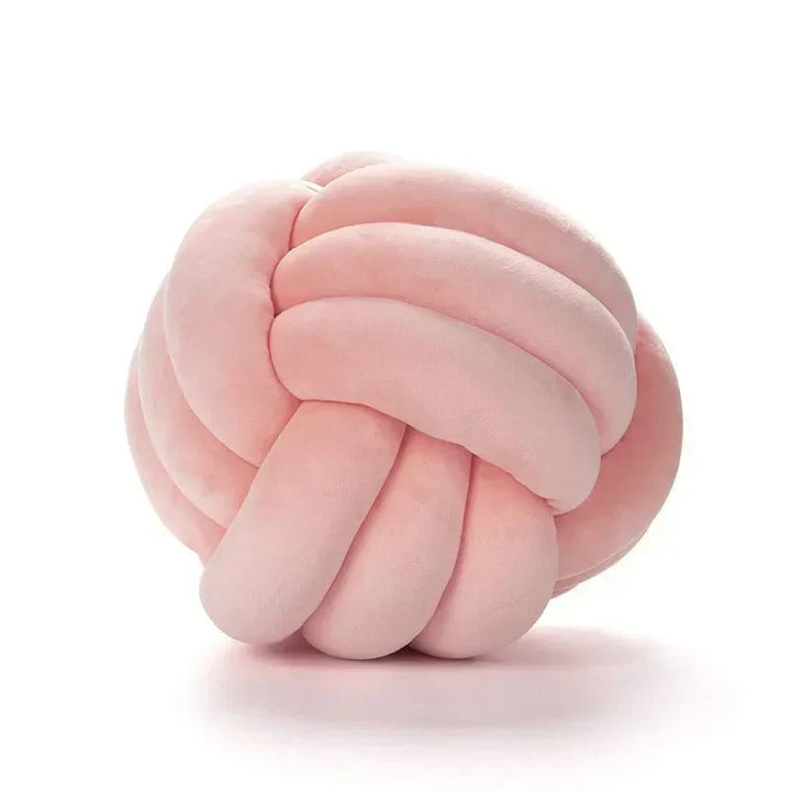Kalsten | Decorative, soft cushion with knotted ball in suede look