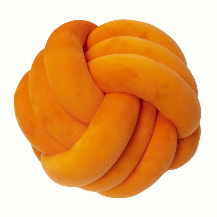Kalsten | Decorative, soft cushion with knotted ball in suede look