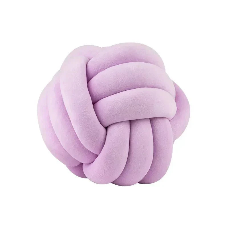 Kalsten | Decorative, soft cushion with knotted ball in suede look