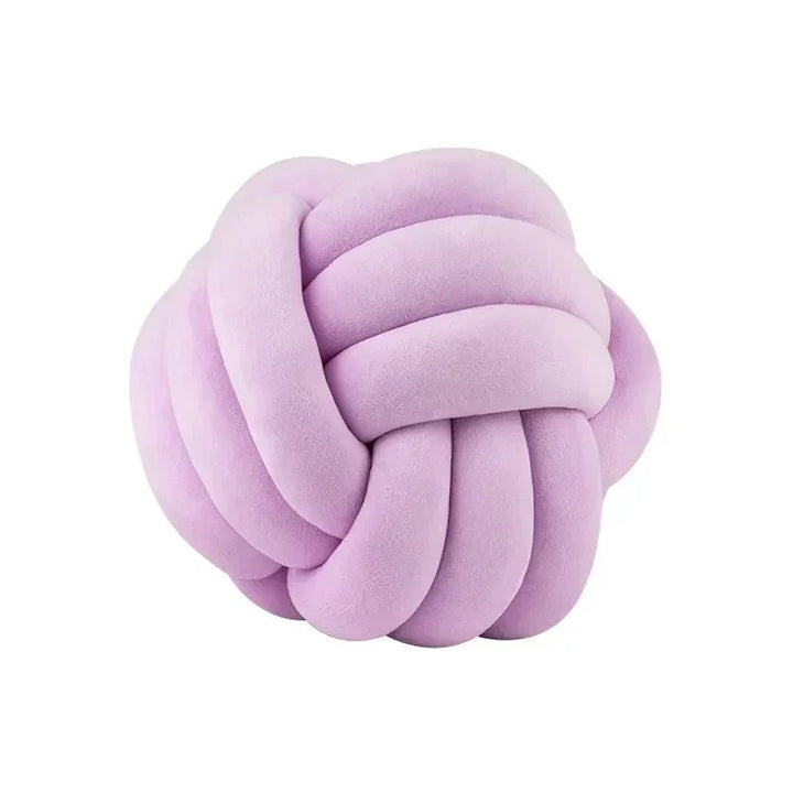 Kalsten | Decorative, soft cushion with knotted ball in suede look