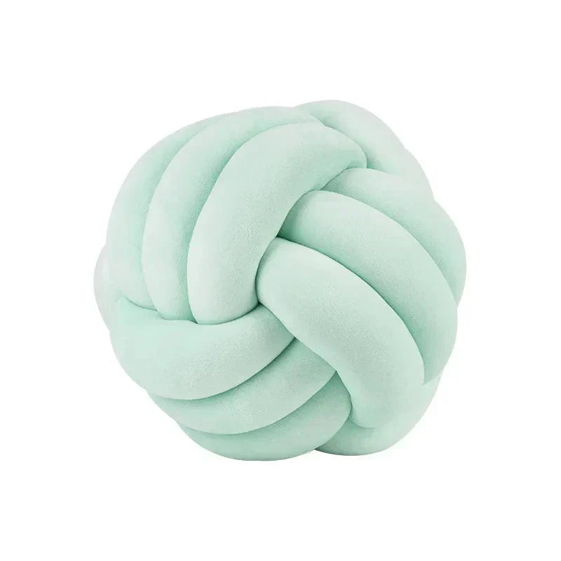 Kalsten | Decorative, soft cushion with knotted ball in suede look