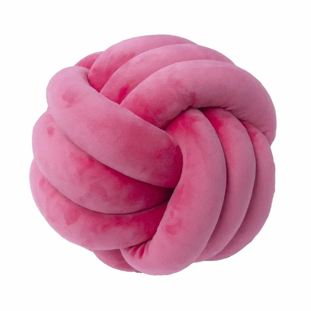 Kalsten | Decorative, soft cushion with knotted ball in suede look