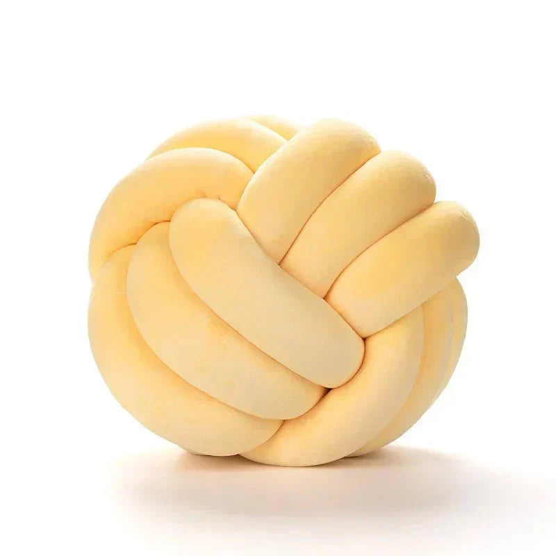 Kalsten | Decorative, soft cushion with knotted ball in suede look