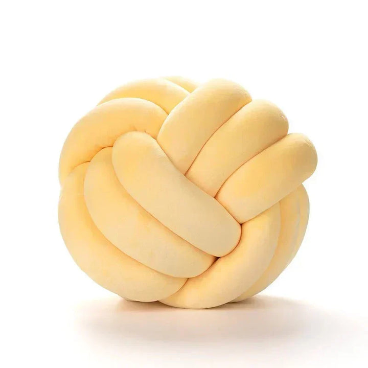 Kalsten | Decorative, soft cushion with knotted ball in suede look