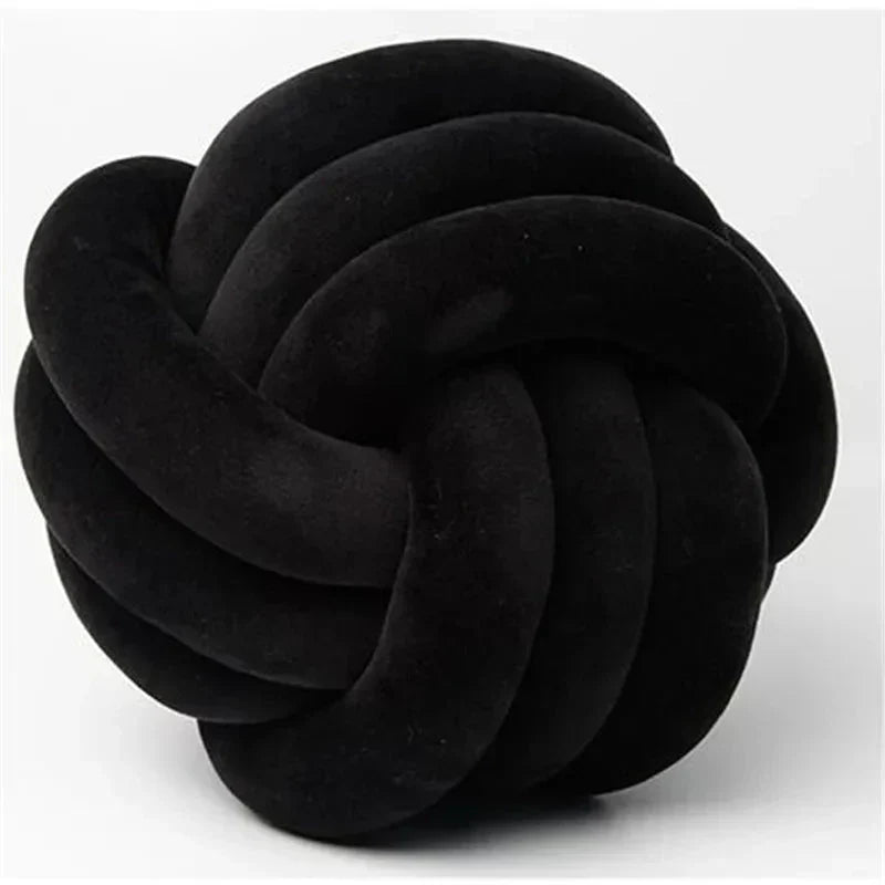 Kalsten | Decorative, soft cushion with knotted ball in suede look