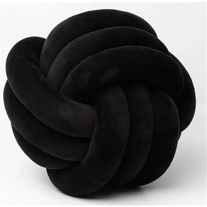 Kalsten | Decorative, soft cushion with knotted ball in suede look