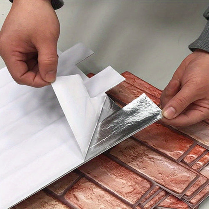 Self-adhesive 3D wall panels with brick and wood texture | Kalsten