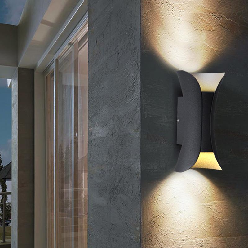 Curved LED Up and Down Lighting Waterproof Modern Outdoor Wall Lights | Kalsten
