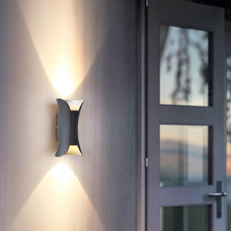 Curved LED Up and Down Lighting Waterproof Modern Outdoor Wall Lights | Kalsten