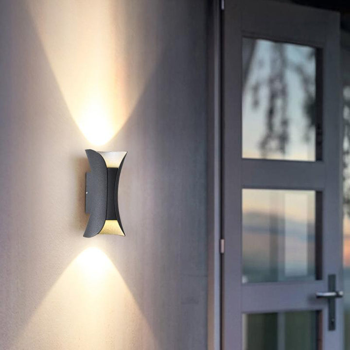Curved LED Up and Down Lighting Waterproof Modern Outdoor Wall Lights | Kalsten