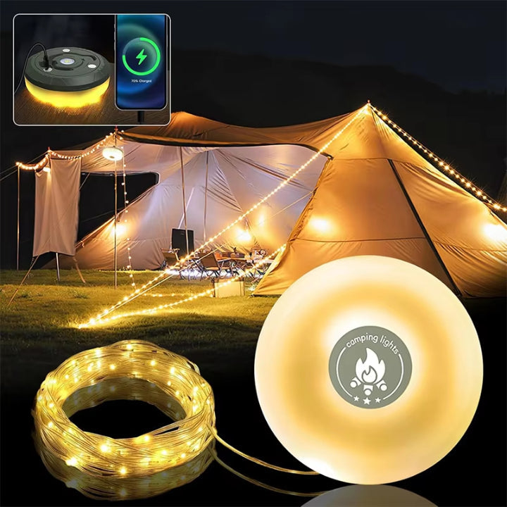 Camping lamp with 10m RGB light chain — Your magical light source for unforgettable outdoor experiences | Kalsten