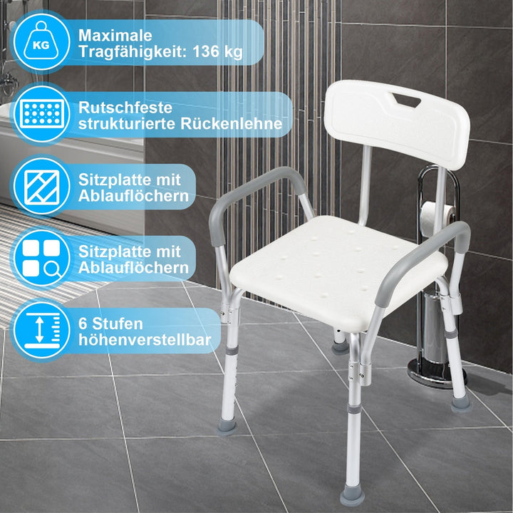 Shower stool height adjustable bath stool with backrest | Kalsten