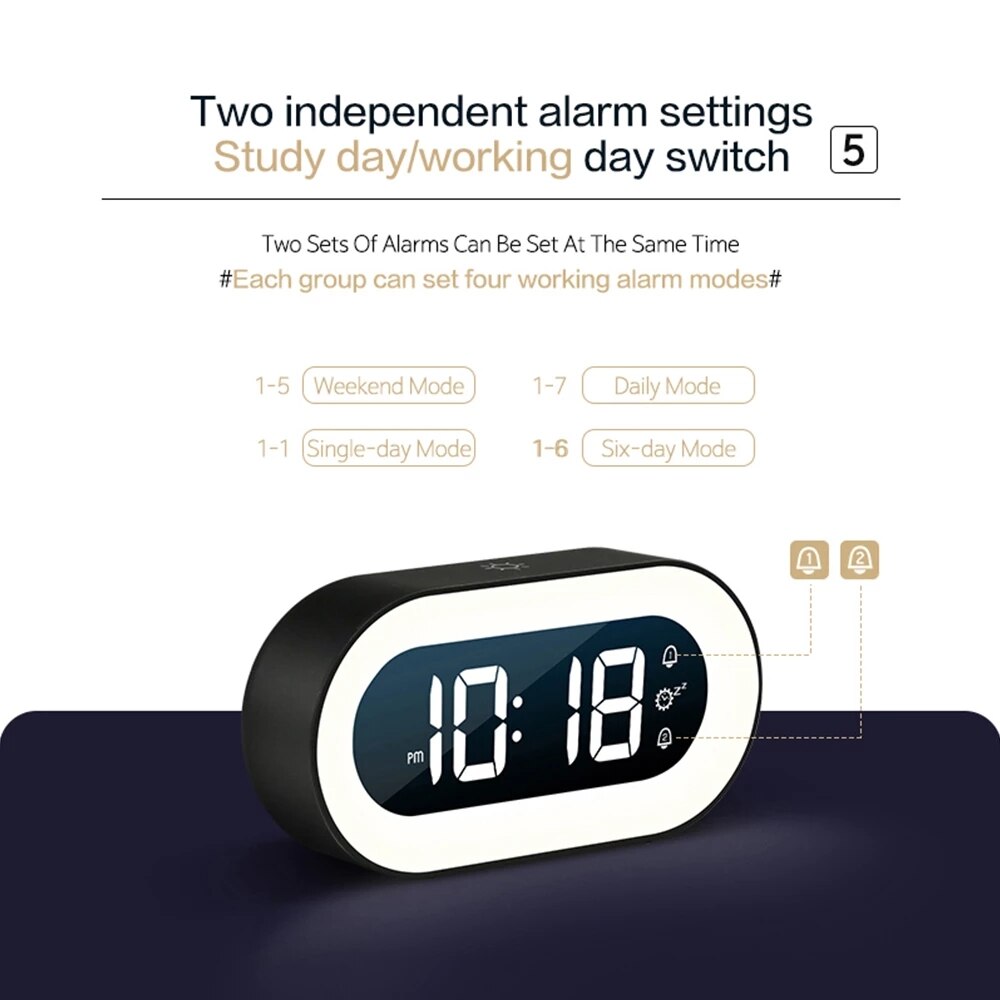 Kalsten | Digital Alarm Clock with Nightlight – Lumino