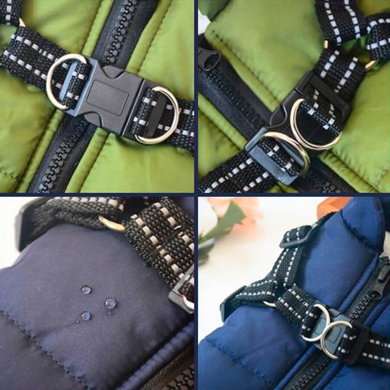 Waterproof Winter Dog Jacket with Reflective Harness
