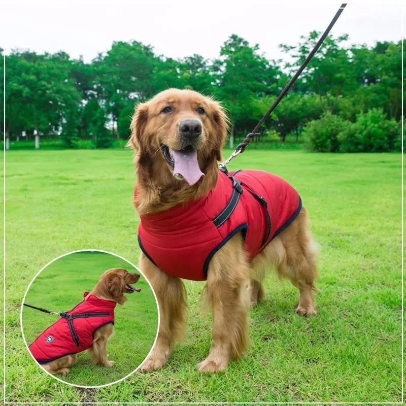Waterproof Winter Dog Jacket with Reflective Harness