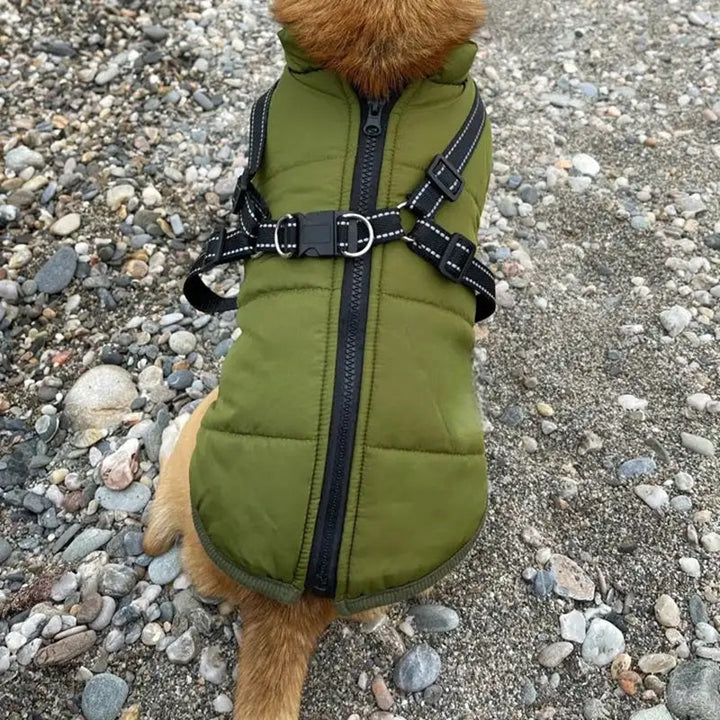 Waterproof Winter Dog Jacket with Reflective Harness