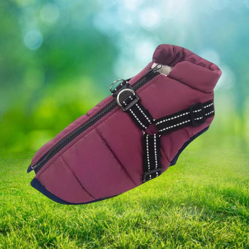 Waterproof Winter Dog Jacket with Reflective Harness