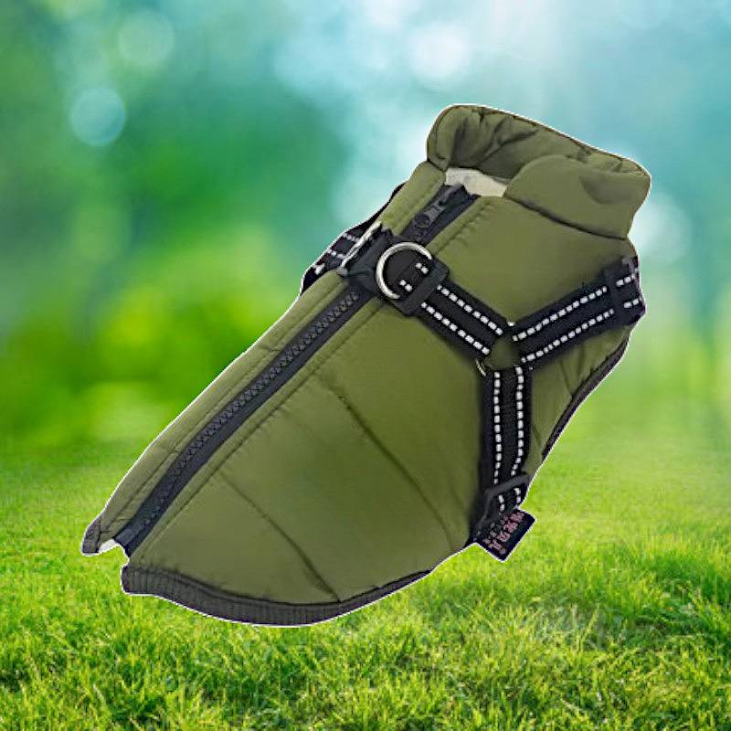 Waterproof Winter Dog Jacket with Reflective Harness