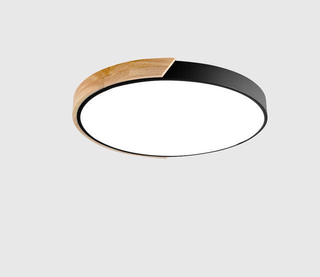 Skanto | Round Minimalist LED Ceiling Lights with Wood Decor – Modern Design, Dimmable