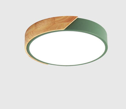 Skanto | Round Minimalist LED Ceiling Lights with Wood Decor – Modern Design, Dimmable