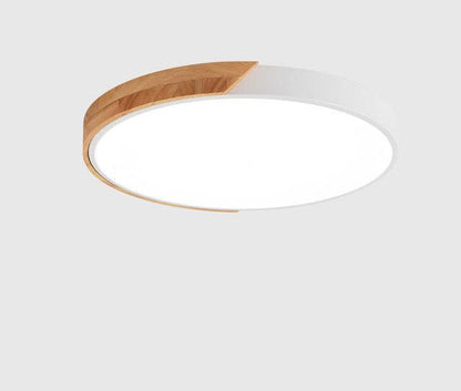 Skanto | Round Minimalist LED Ceiling Lights with Wood Decor – Modern Design, Dimmable