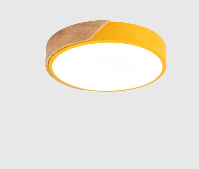 Skanto | Round Minimalist LED Ceiling Lights with Wood Decor – Modern Design, Dimmable