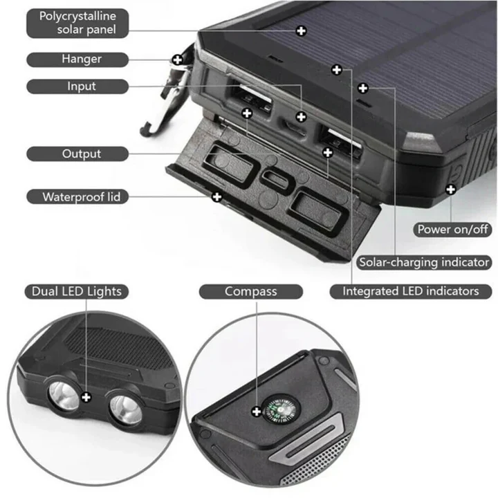 30,000mAh Waterproof Solar Power Bank