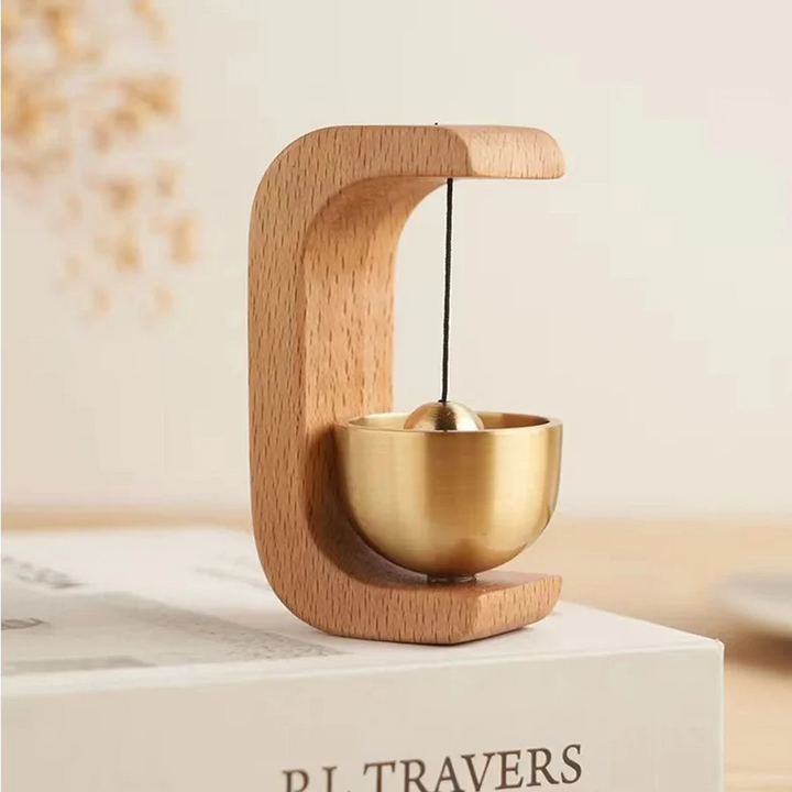 Kalsten | Wireless Door Chime with Brass Bell and Wooden Frame