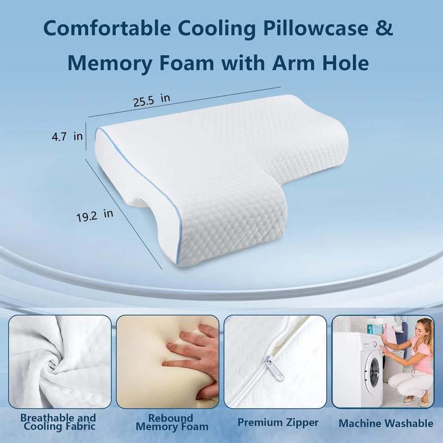 Kalsten | Orthopedic Couple Pillow | Arm Tunnel Cuddle Design | Memory Foam
