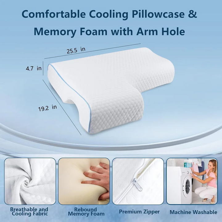 Kalsten | Orthopedic Couple Pillow | Arm Tunnel Cuddle Design | Memory Foam