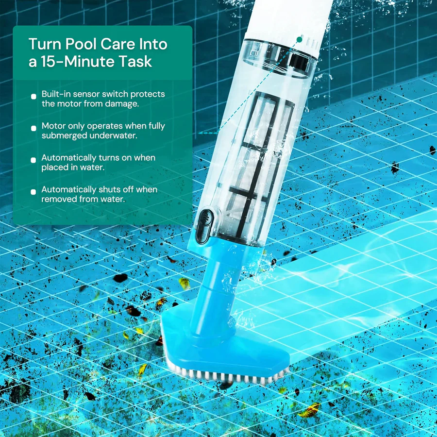BowLift | Cordless Pool Cleaner, Rechargeable with Interchangeable Heads