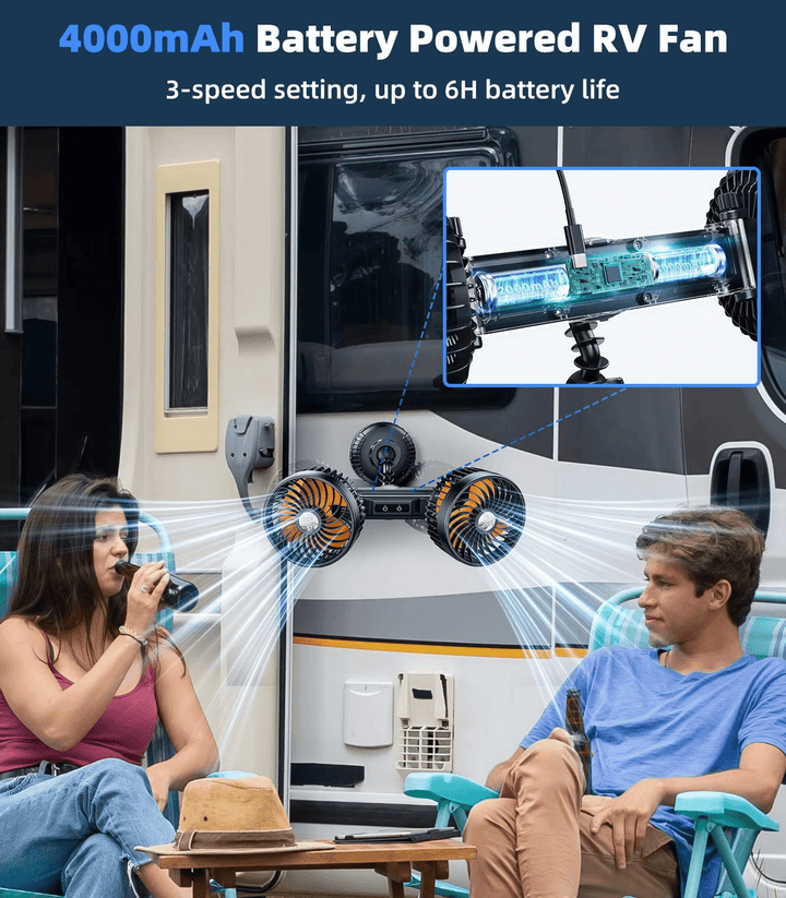 Double Head Car Fan with Suction Cup and Battery | Kalsten