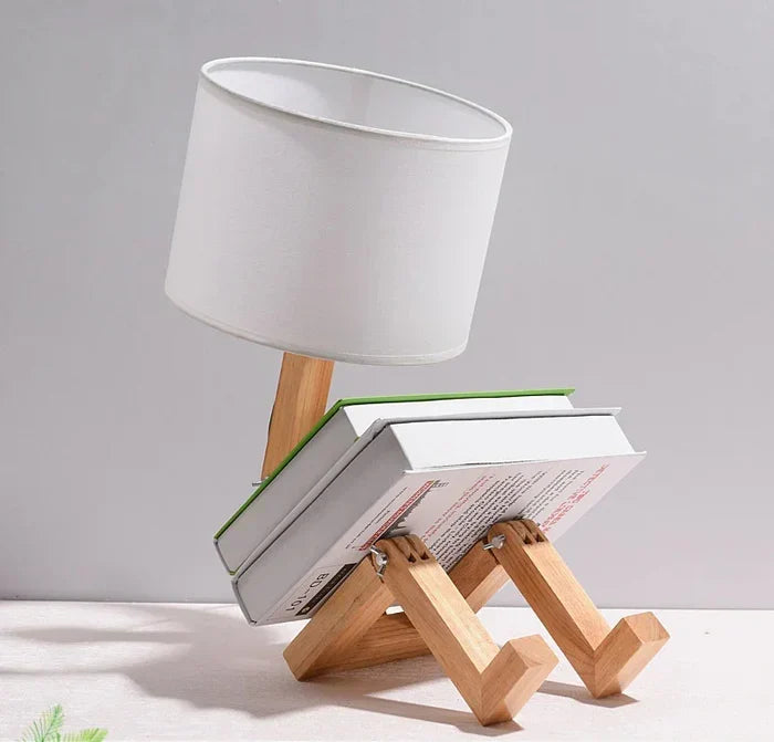 Wooden Table Lamp with Book Holder - RutanFlex | Kalsten