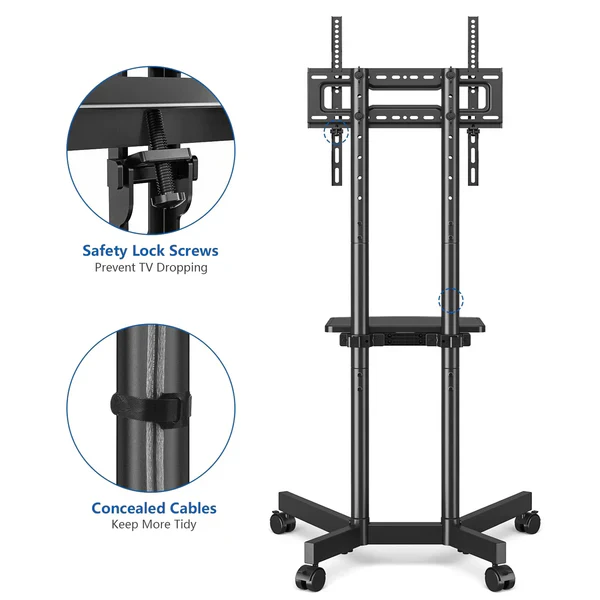 Kalsten | Rolling Tv Stand Mobile Cart With Shelf