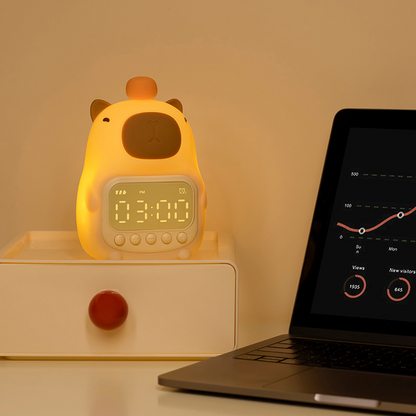 Cute Capybara LED Night Light – Kids' Alarm Clock & Night Lamp for Bedroom | Brehn