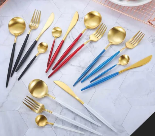 Luxury 24-Piece Gold-Silver Cutlery Set for Stylish Table Setting Kalsten
