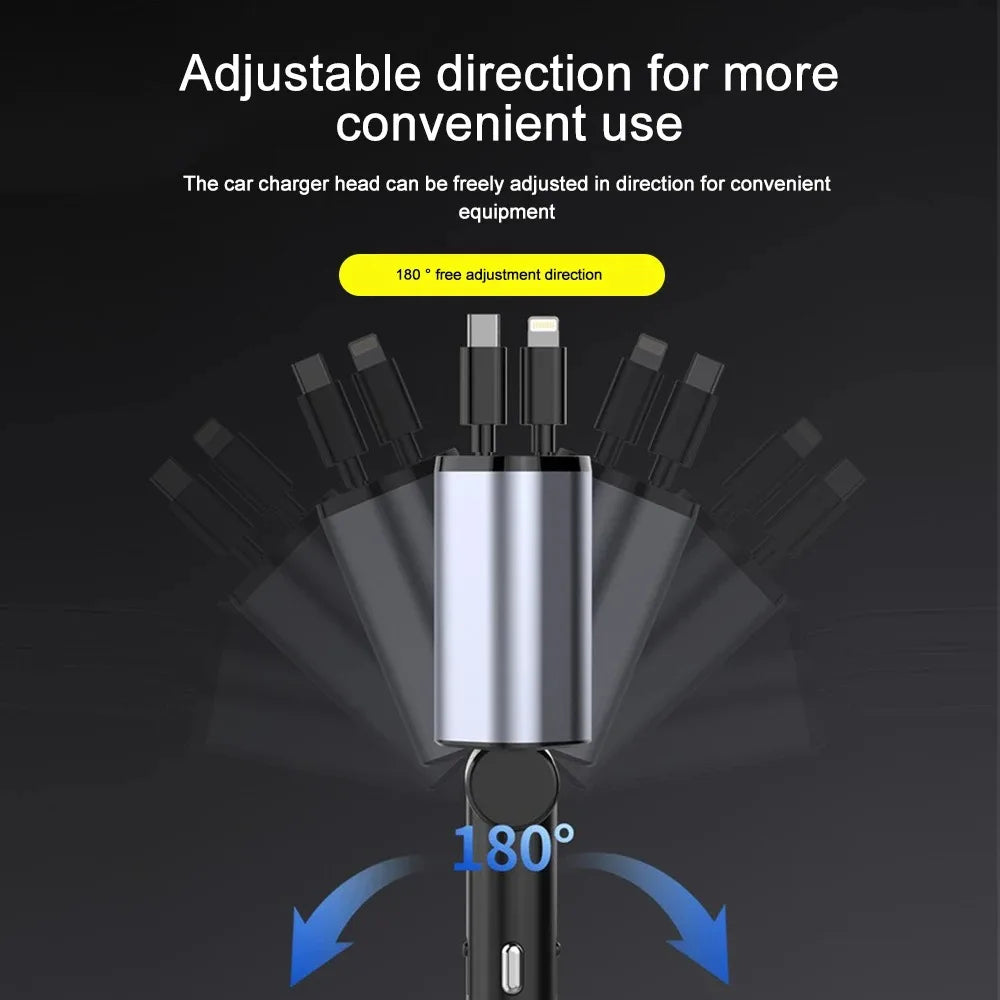 Foldable Car Charger with USB-C and USB-A – 120W Fast Charging | Kalsten