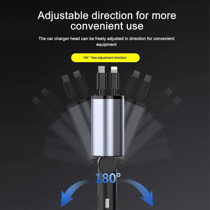 Foldable Car Charger with USB-C and USB-A – 120W Fast Charging | Kalsten