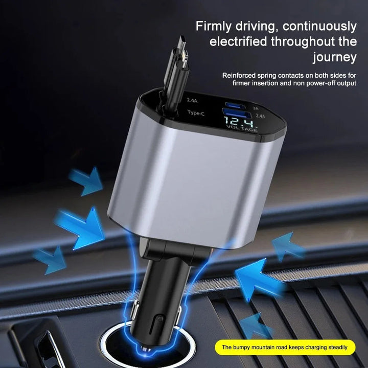 Foldable Car Charger with USB-C and USB-A – 120W Fast Charging | Kalsten