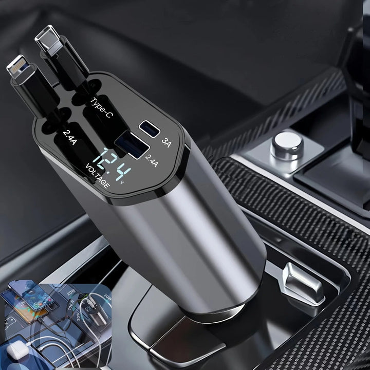 Foldable Car Charger with USB-C and USB-A – 120W Fast Charging | Kalsten