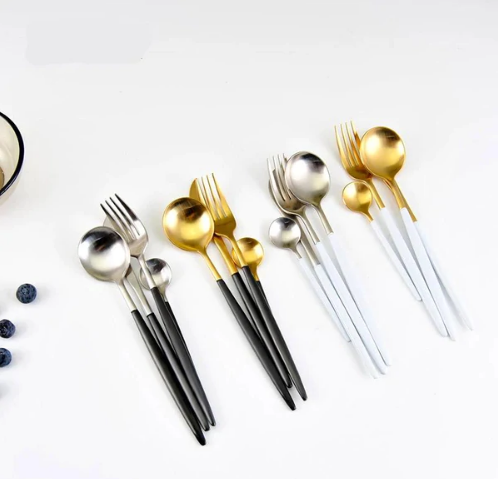 Luxury 24-Piece Gold-Silver Cutlery Set for Stylish Table Setting Kalsten