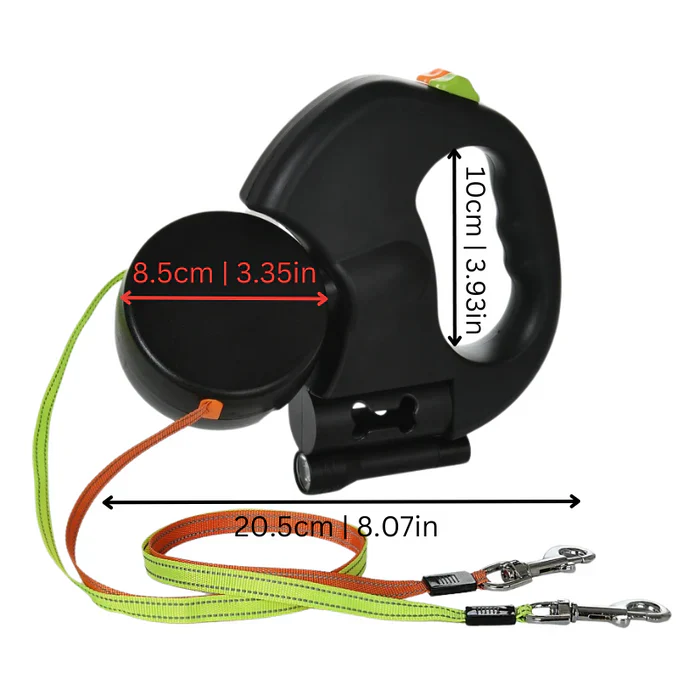 Tangle-Free Dual Dog Lead with LED Light & 360° Swivel