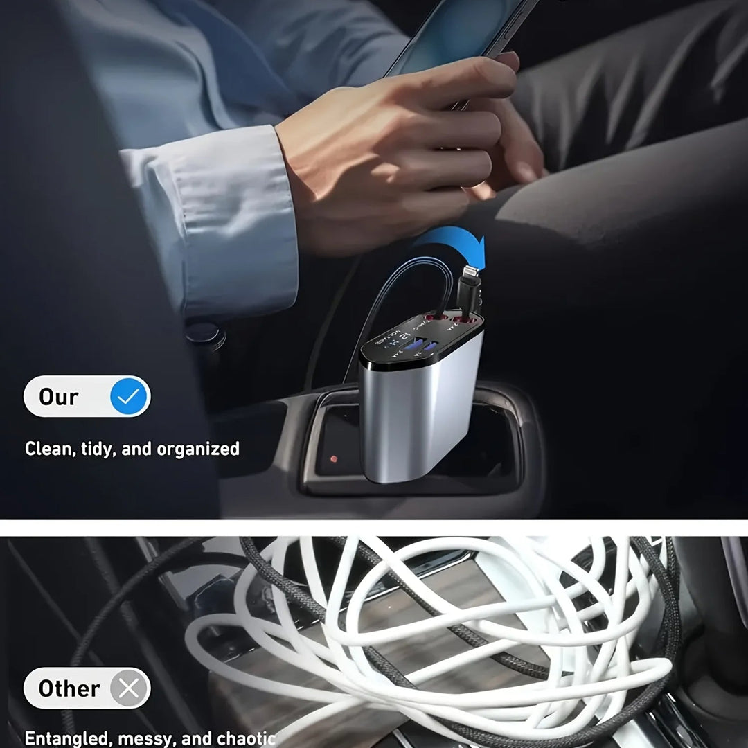 Foldable Car Charger with USB-C and USB-A – 120W Fast Charging | Kalsten