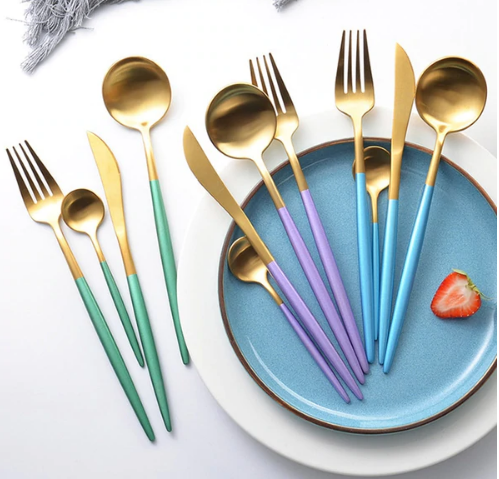 Luxury 24-Piece Gold-Silver Cutlery Set for Stylish Table Setting Kalsten