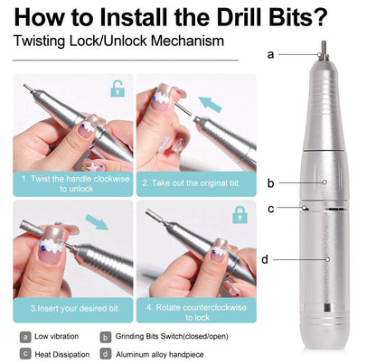 Skanto | ProNail 45000RPM Electric Nail File – Portable Rechargeable E-File for Manicure & Acrylic Nails | Low Noise