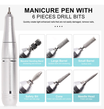 Skanto | Professional 45000RPM Portable Electric Nail File with Rechargeable Battery | Low Noise for Manicures