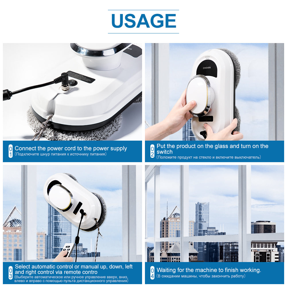 Robot Window Cleaner with Remote Control
